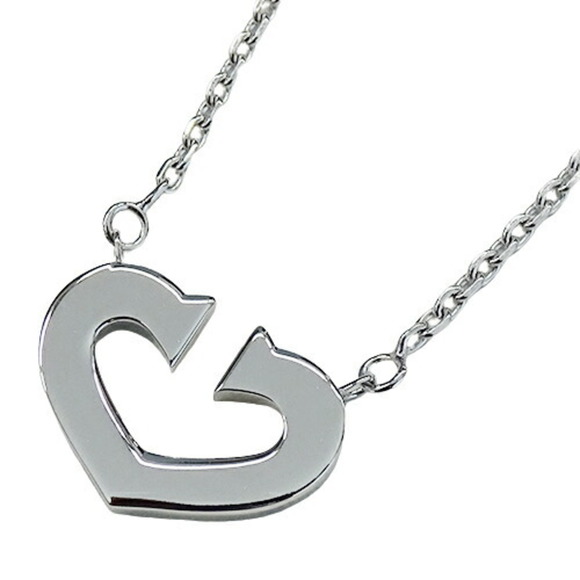 Cartier necklace ladies 750WG white gold C heart polished - Picture 1 of 8